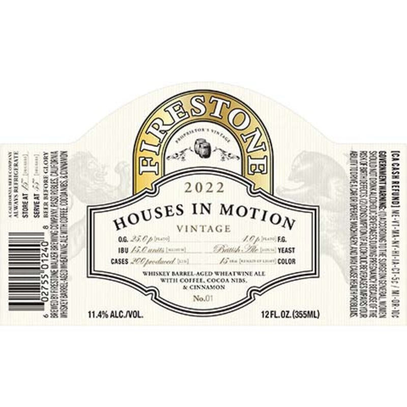 Firestone Walker Houses In Motion 2022 12OZ SINGLE BTL