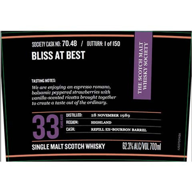 Society 70.48 Bliss At Best Single Malt Scotch Whisky 700ML BTL