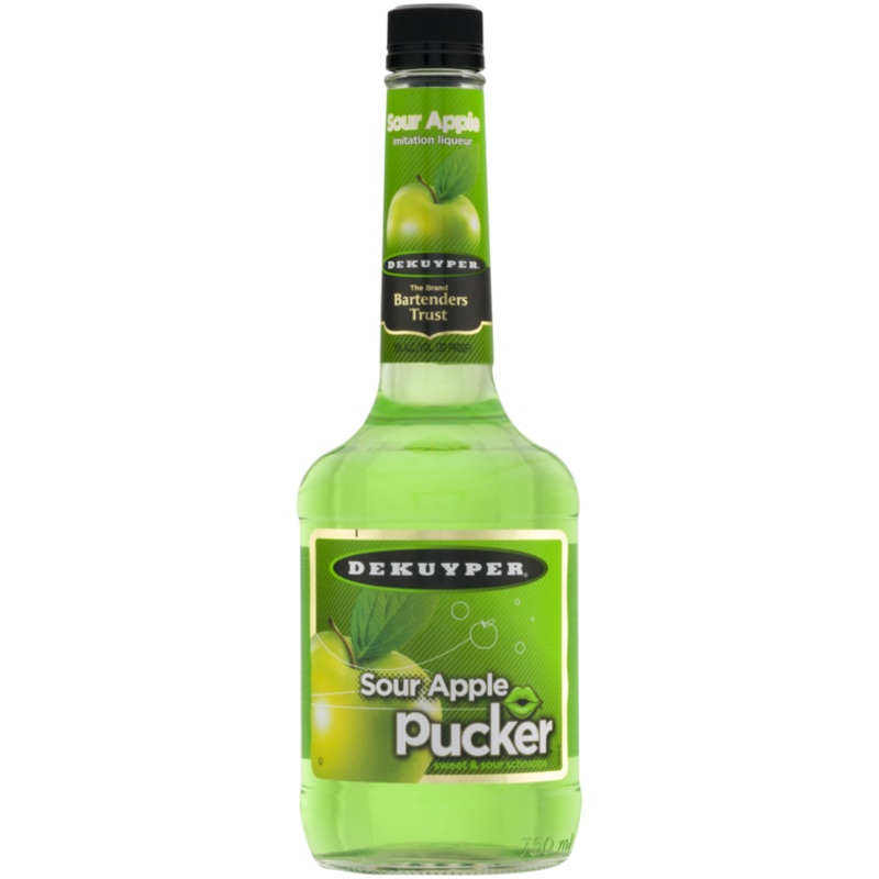 DEKUYPER SOUR APPLE SCHNAPPS PUCKER 30 750ML 750ML