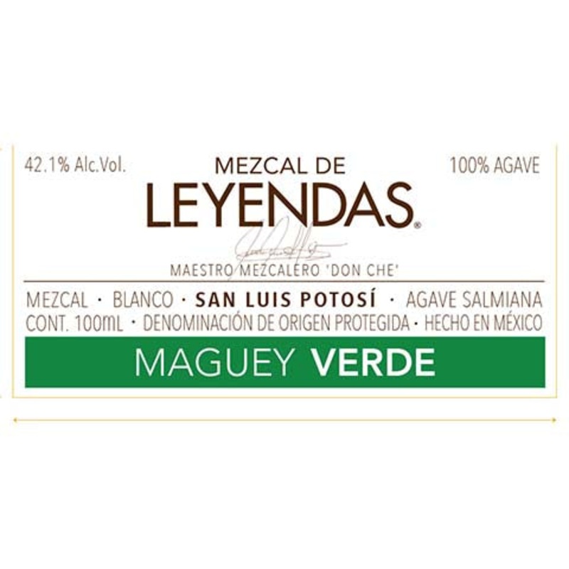 Mezcal de Leyendas Maguey Verde 100ML BTL