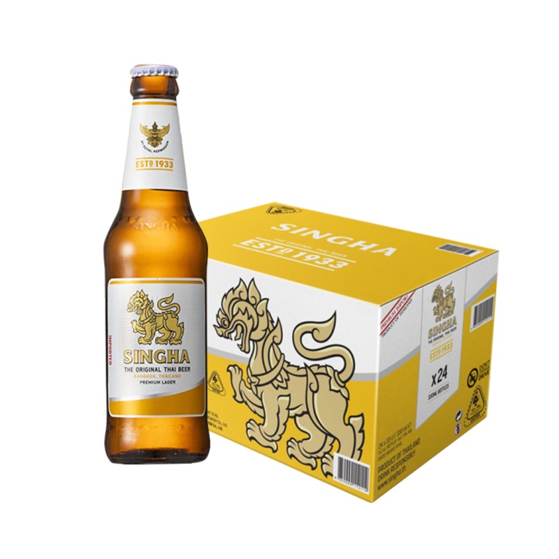 Singha Lager Beer 330ml bottle x 24 (case)