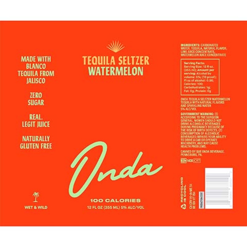 Onda Watermelon Tequila Seltzer 12OZ SINGLE CAN