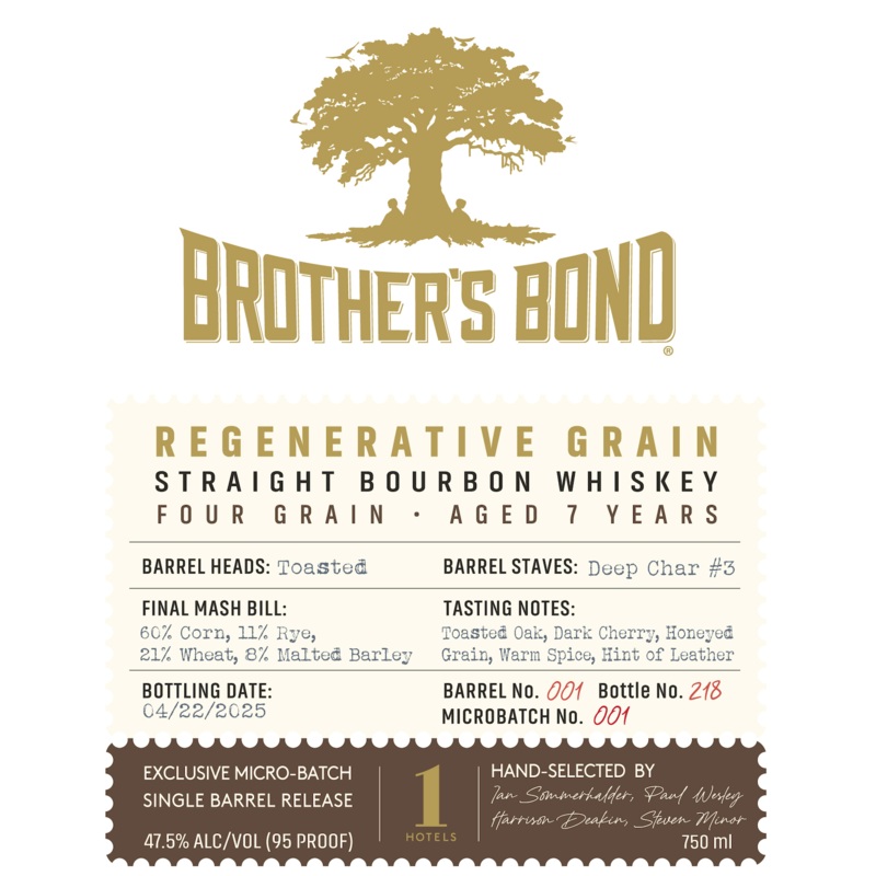 Brothers Bond Regenerative Grain Straight Bourbon Whiskey 7 Year Aged Limited Micro-Batch