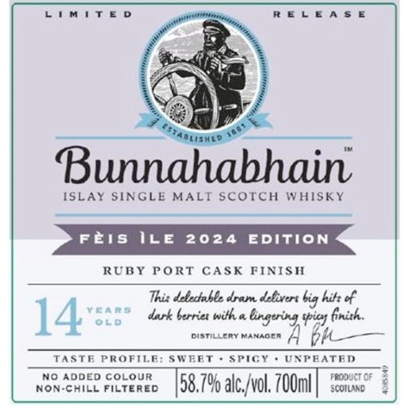 Bunnahabhain Fis le 2024 Ruby Port Cask Finish