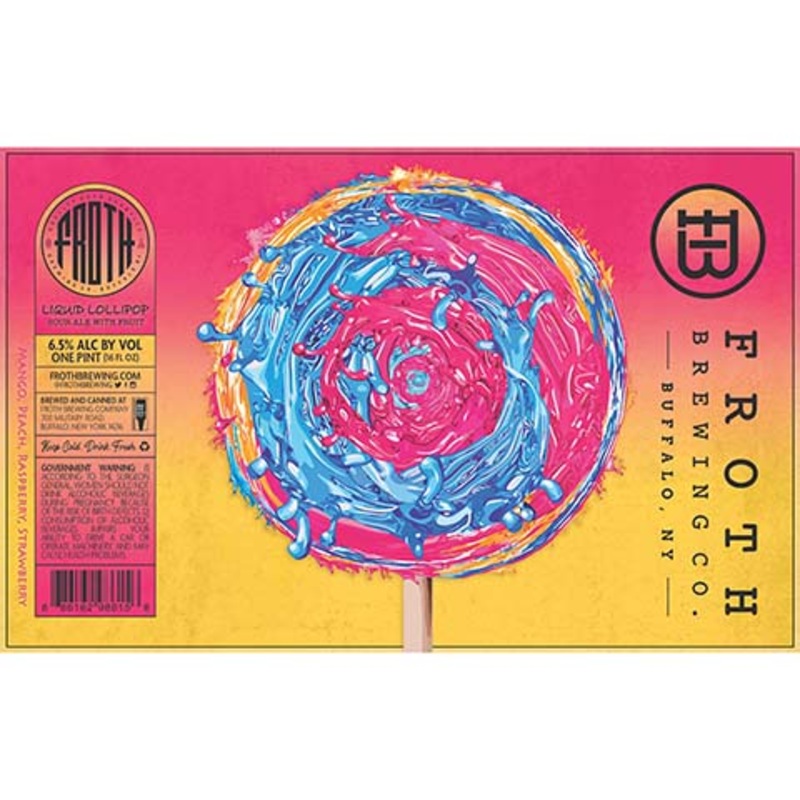 Froth Liquid Lollipop Sour Ale (Mango, Peach, Raspberry, Strawberry) 16OZ SINGLE CAN
