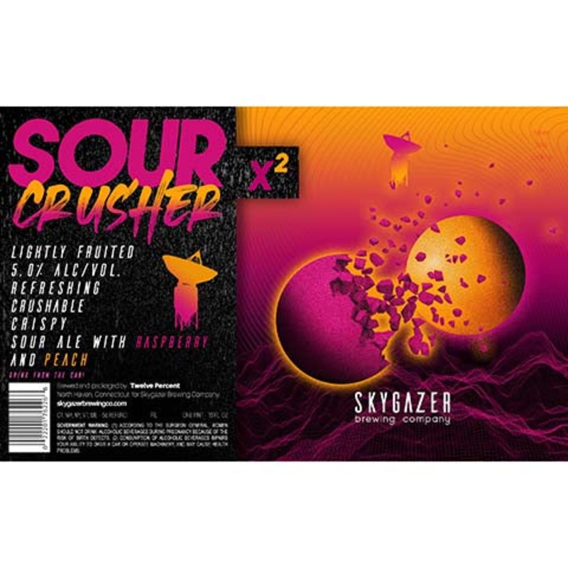 Skygazer Sour Crusher x2 Raspberry and Peach Sour Ale 16OZ SINGLE CAN