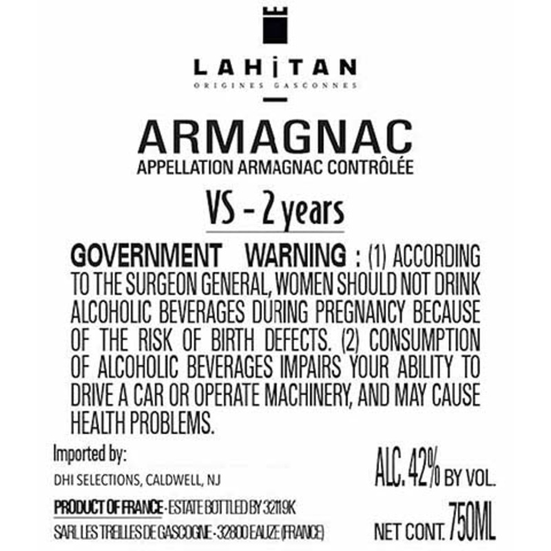 Lahitan VS-2 Years Armagnac 750ML BTL