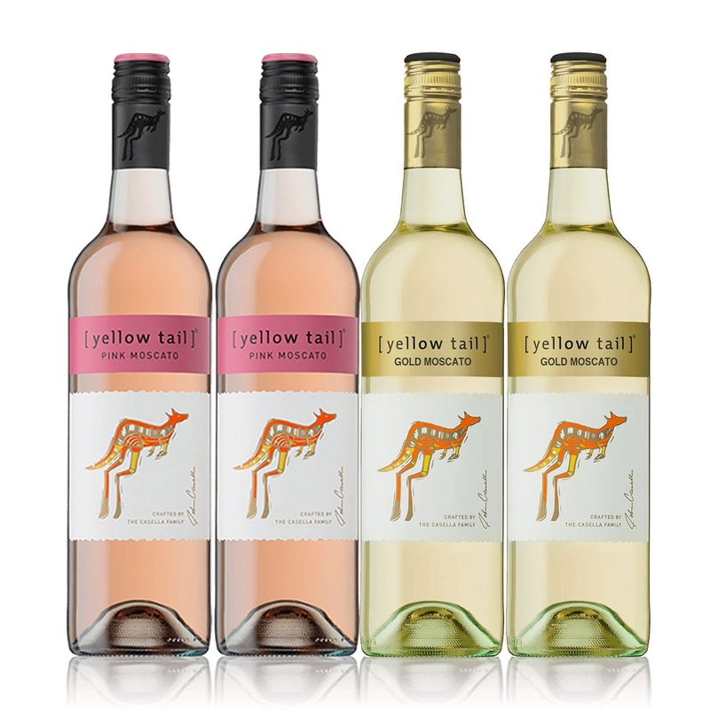 Buy 3+1 Promo: 2x Yellow Tail Pink Moscato and 2x Yellow Tail Gold Moscato 750ml (Naked Only - No Box, Total 4 Bottles)