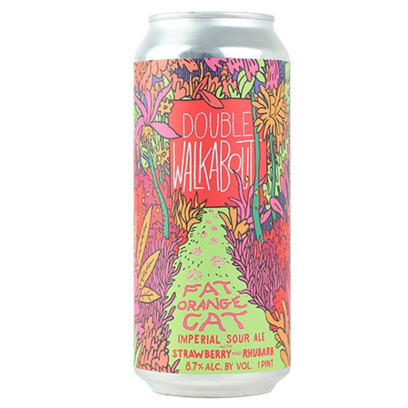 Fat Orange Cat Double Walkabout Strawberry Rhubarb Imperial Sour 16OZ SINGLE CAN