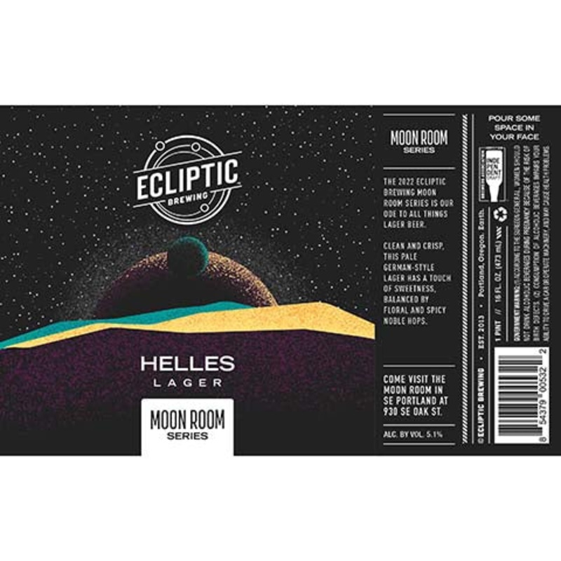 Ecliptic Moon Room Helles Lager 16OZ SINGLE CAN