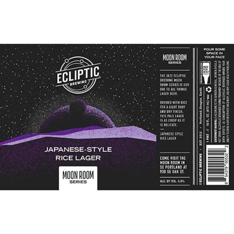 Ecliptic Moon Room Japanese Rice Lager 16OZ SINGLE CAN