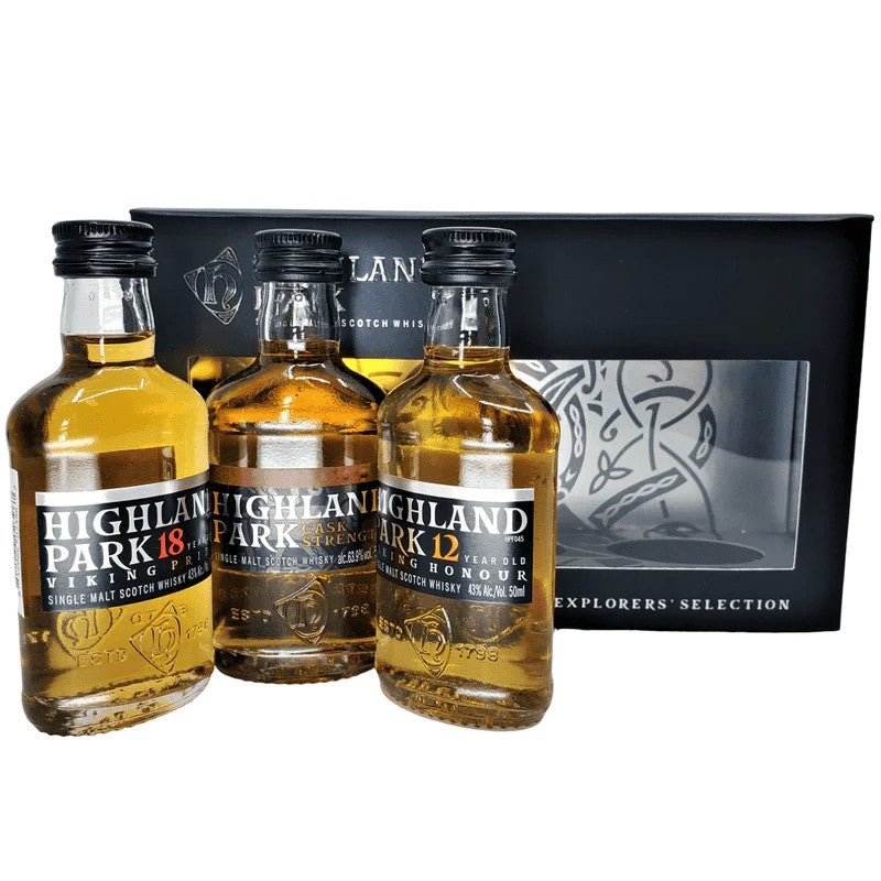 Highland Park 'Explorers Selection' 12 Year-Cask Strength-18 Year Single Malt Scotch Whisky 3-Pack (50ml) Gift Set 50ML 3PK BTL