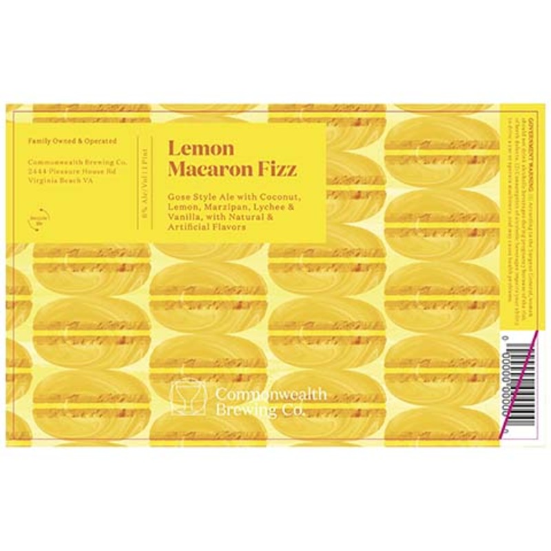Commonwealth Lemon Macaron Fizz Sour 16OZ SINGLE CAN