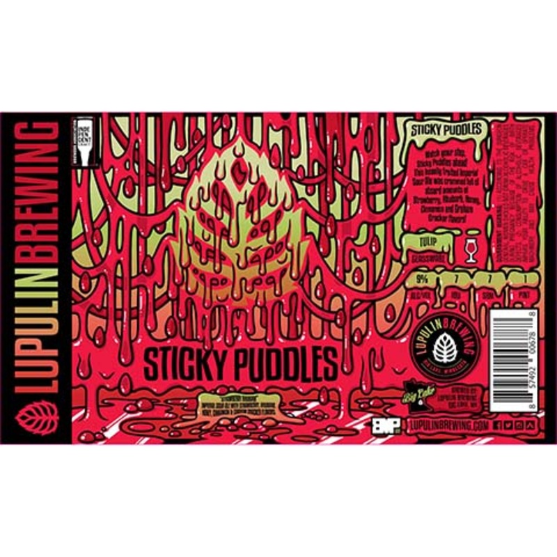 Lupulin Sticky Puddles Strawberry Rhubarb Imperial Sour Ale 16OZ SINGLE CAN