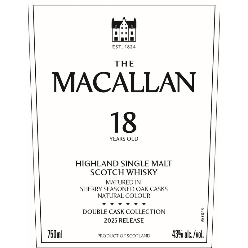 The Macallan 18 Year Old Double Cask Highland Single Malt Scotch Whisky 2025 Release