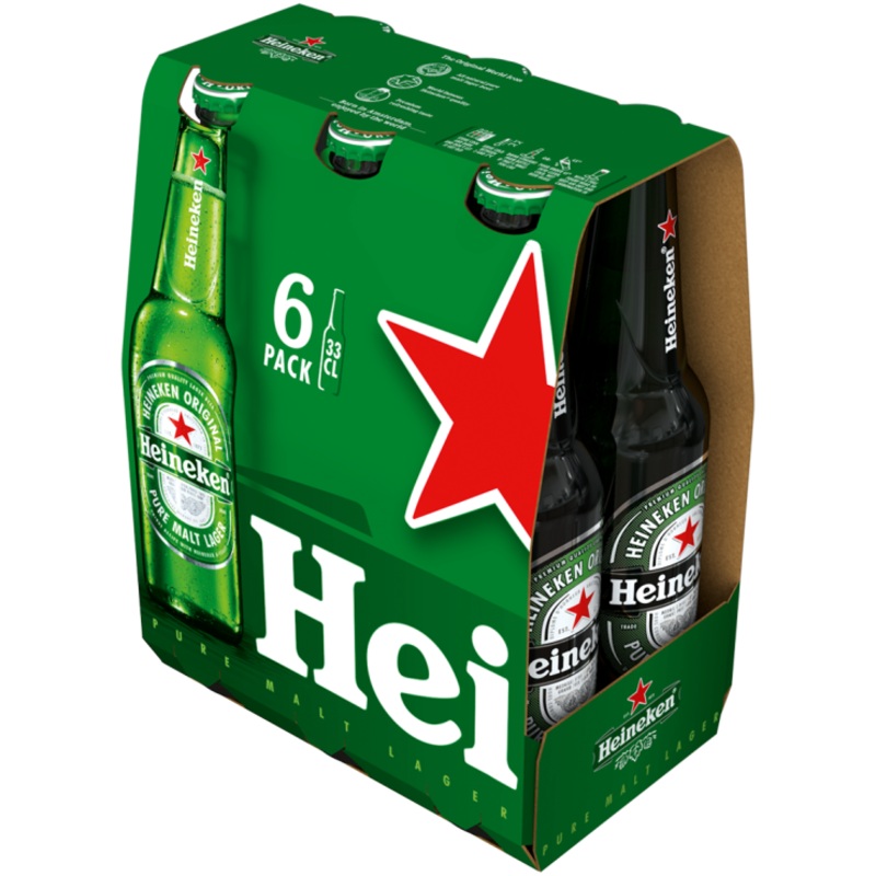 Heineken Original Beer Bottle 330ml 6 Pack