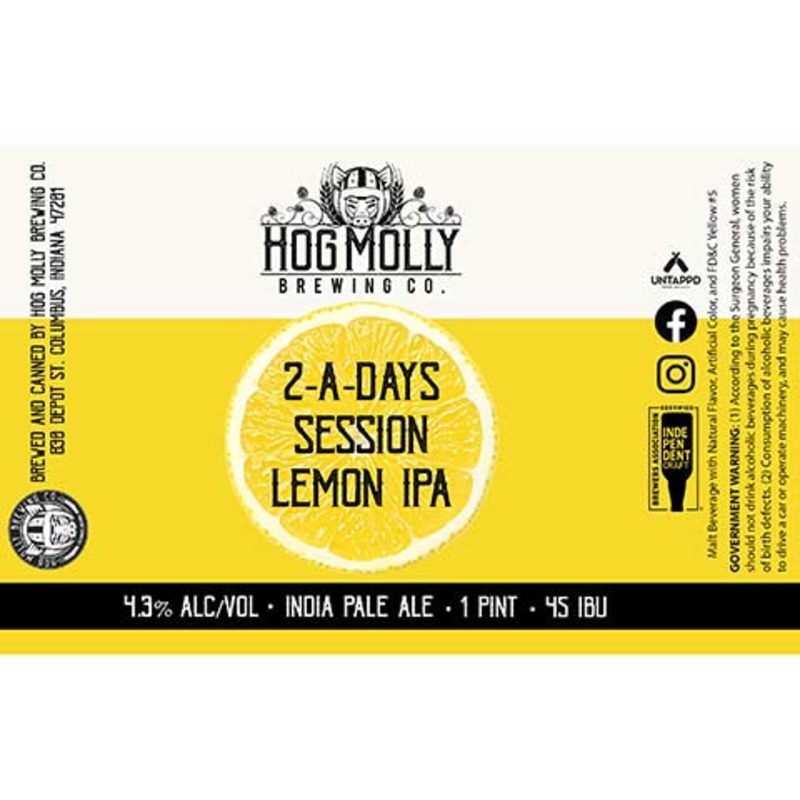 Hog Molly 2-A-Days Session Lemon IPA 16OZ SINGLE CAN
