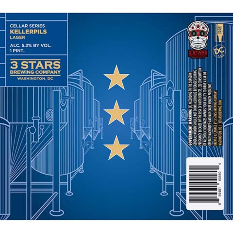 3 Stars Cellar Series Kellerpils Lager 16OZ SINGLE CAN