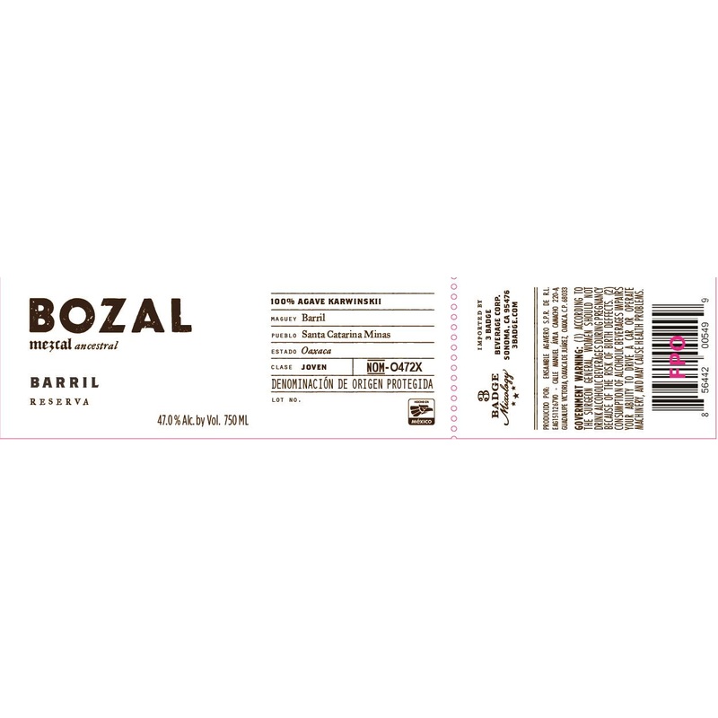 BOZAL MEZCAL BARRIL RESERVA 750 mL