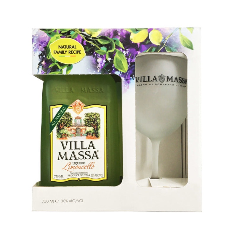 VILLA MASSA LIMONCELLO PIANO DI SORRENTO 60 W/ BRANDED TONICA GLASS 750ML 750ML