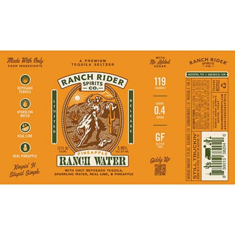 Ranch Rider Pineapple Ranch Water 12OZ SINGLE CAN