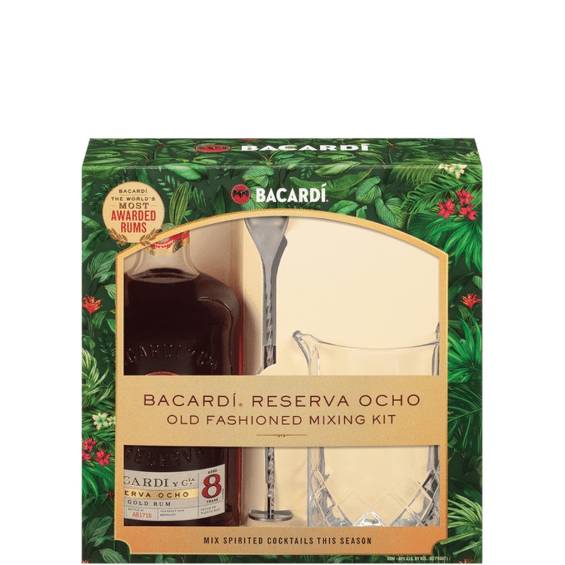 BACARDI 8 YEAR OLD 750 ML GIFT SET Old Fashioned Mixing Kit