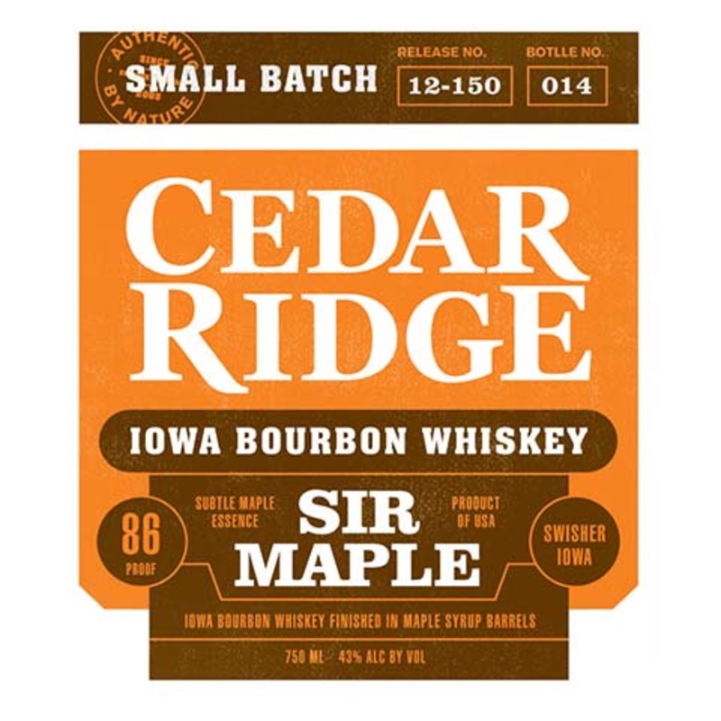 Cedar Ridge Sir Maple Iowa Bourbon Whiskey 750ML BTL