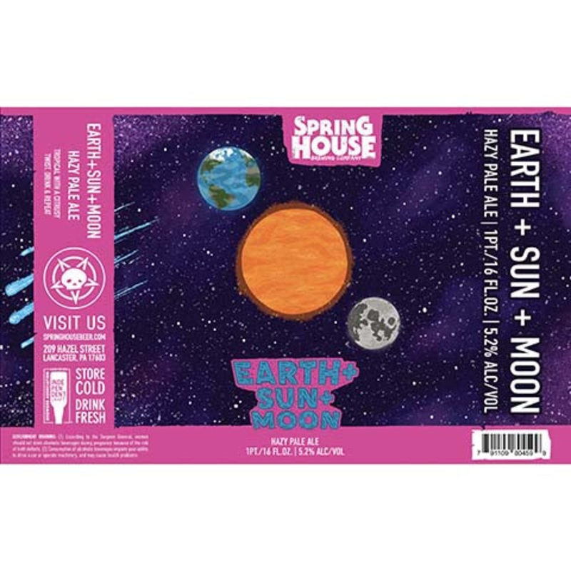 Spring House Earth + Sun + Moon Hazy Pale Ale 16OZ SINGLE CAN