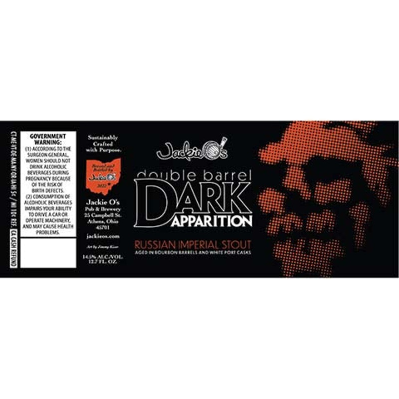 Jackie O's Double Barrel Dark Apparition Imperial Stout 12.7OZ SINGLE CAN