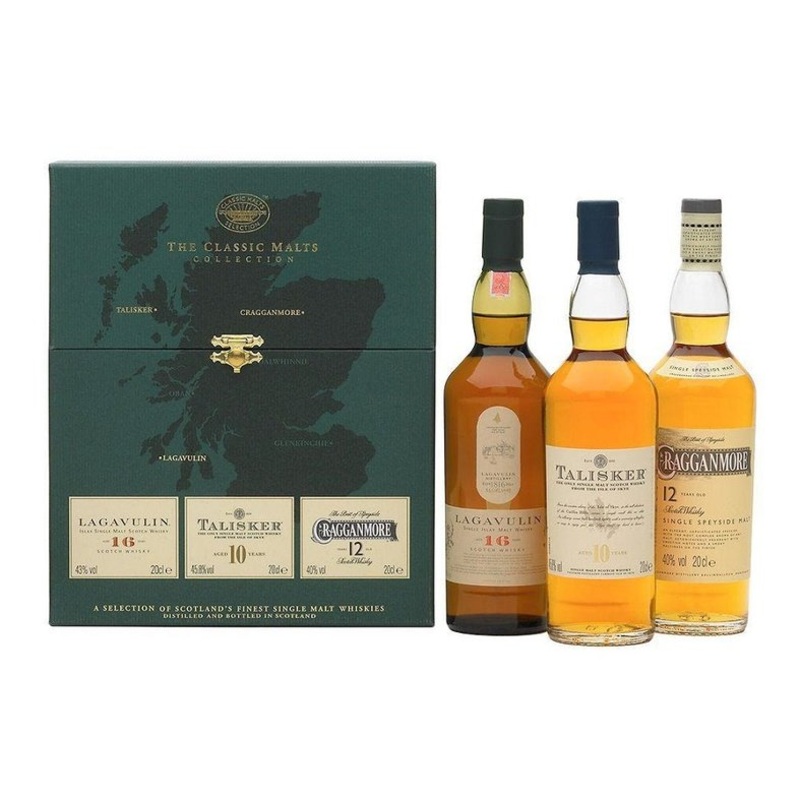 The Classic Malts Collection Lagavulin-Talisker-Cragganmore Gift Set 3PK 200ML BTL