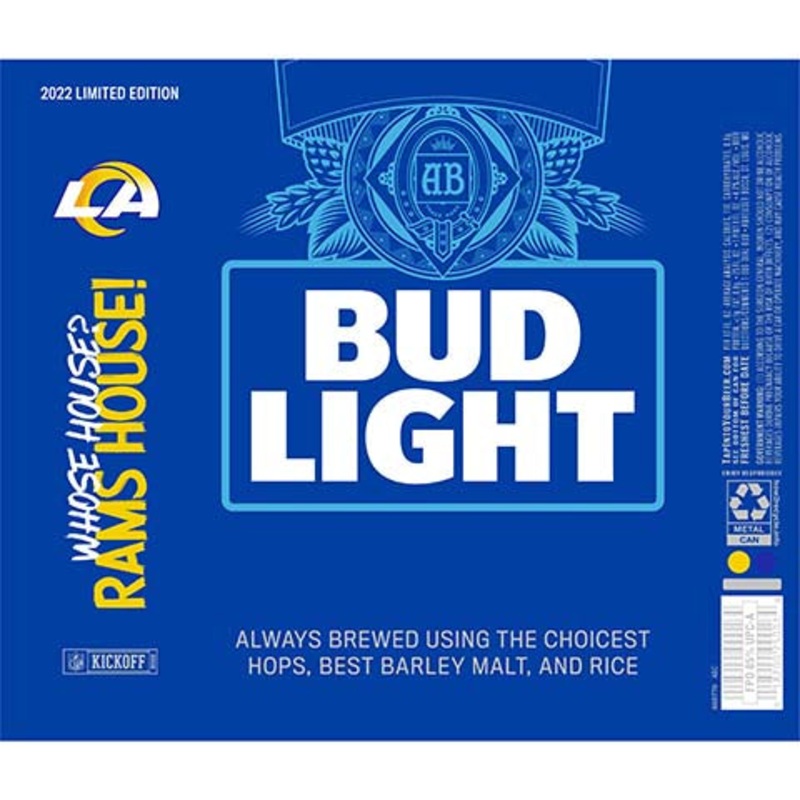 Bud Light Whose House? Rams House! 12OZ SINGLE CAN