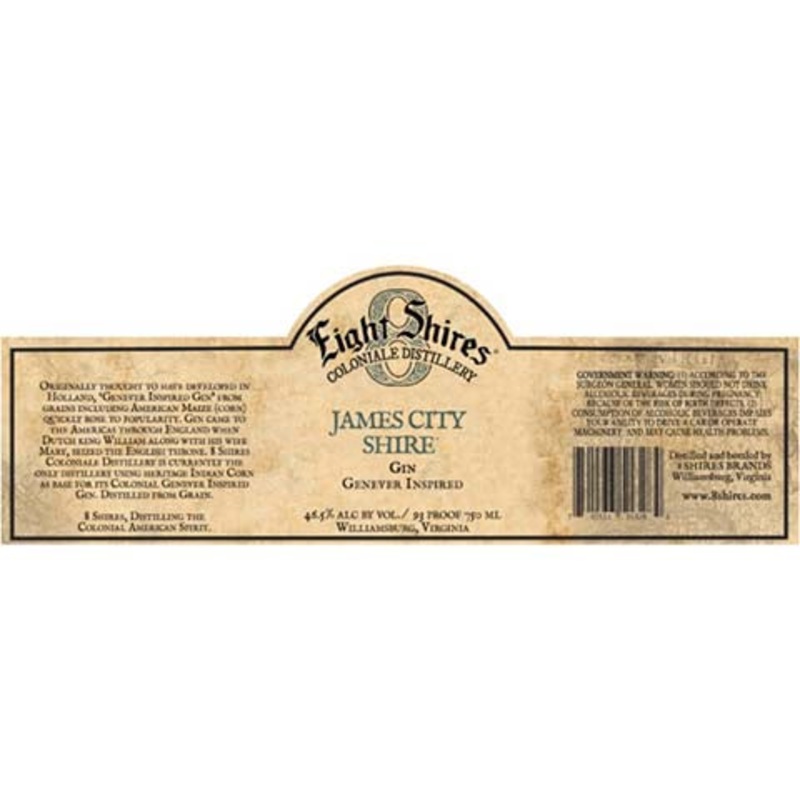 Eight Shires James City Shire Gin Genever Inspired 750ML BTL