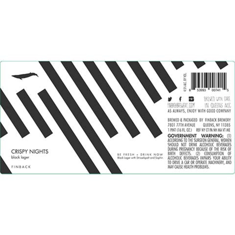 Finback Crispy Nights Black Lager 16OZ SINGLE CAN