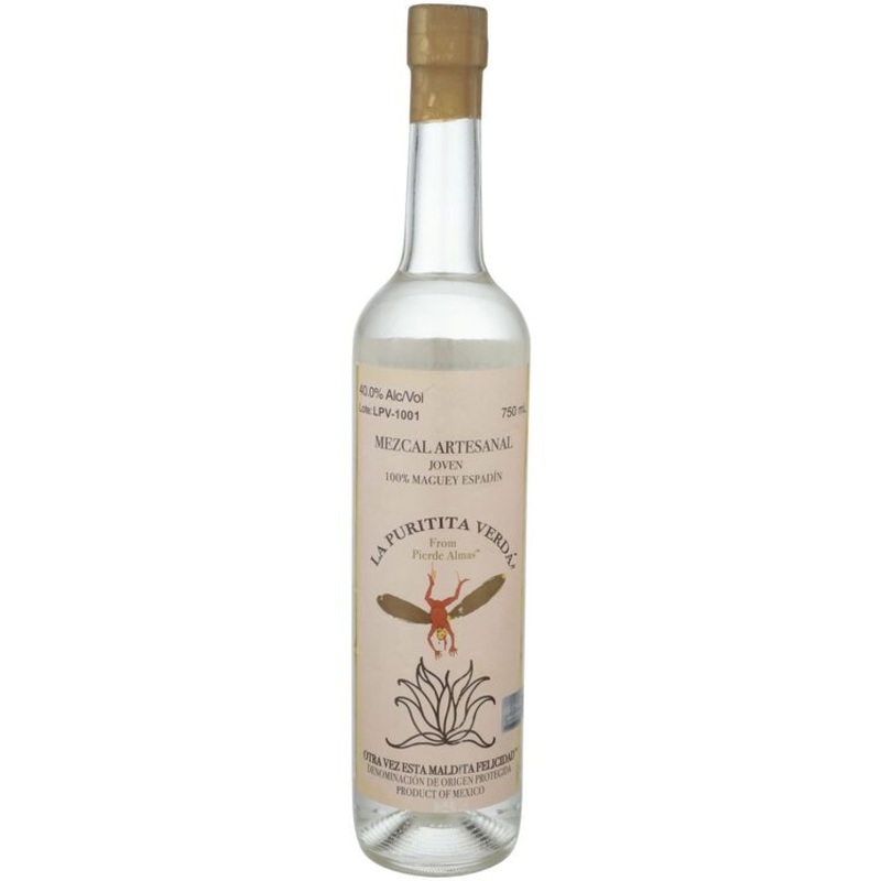Pierde Almas Mezcal Joven Maguey Espadin La Puritita Verda 80 750ML 750ML