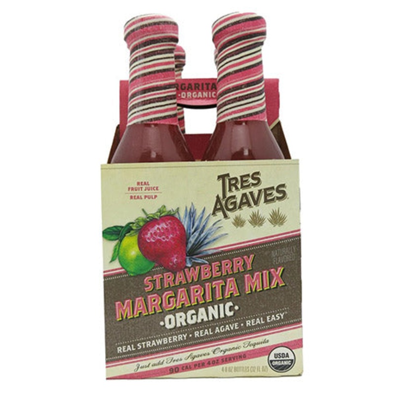 Tres Agaves Organic Strawberry Margarita Mix 4PK 8OZ BTL