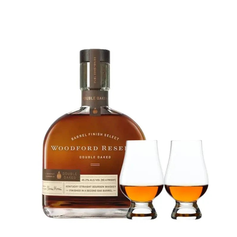 Woodford Reserve Double Oaked Bourbon Whiskey & Glencairn Set Bundle