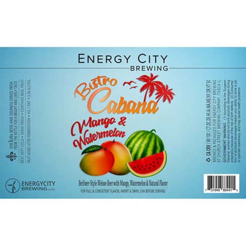 Energy City Bistro Cabana Mango & Watermelon Berliner Weisse Beer 16OZ SINGLE CAN
