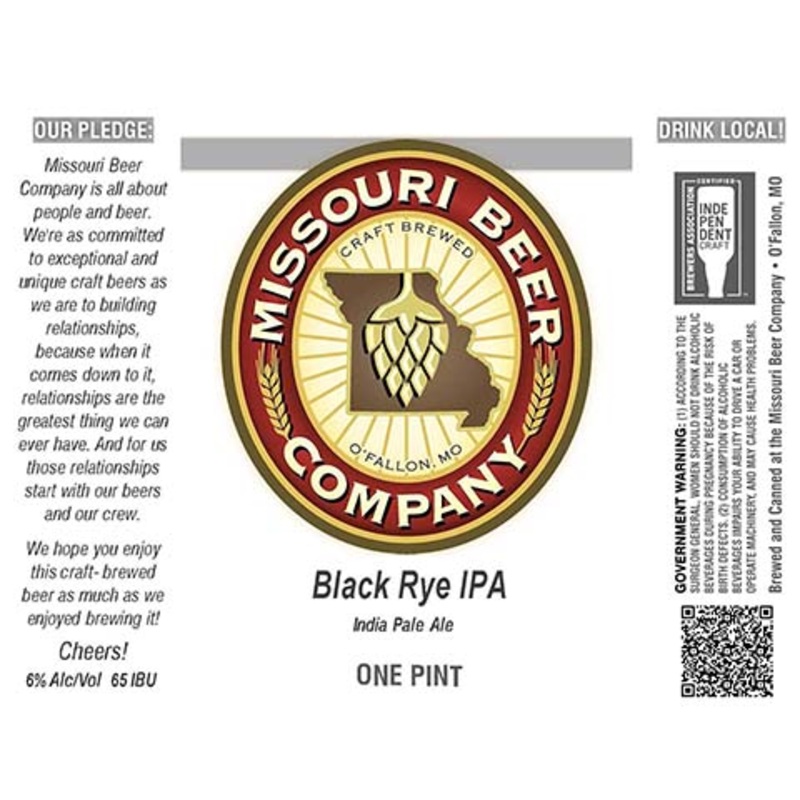 Missouri Beer Black Rye IPA 16OZ SINGLE CAN