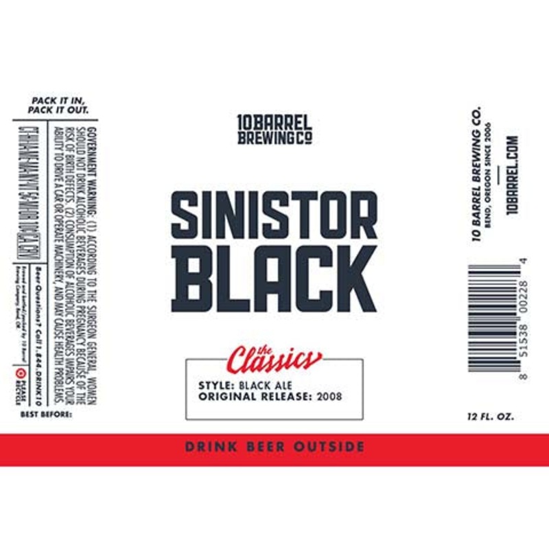 10 Barrel Sinistor Black Ale 12OZ SINGLE CAN