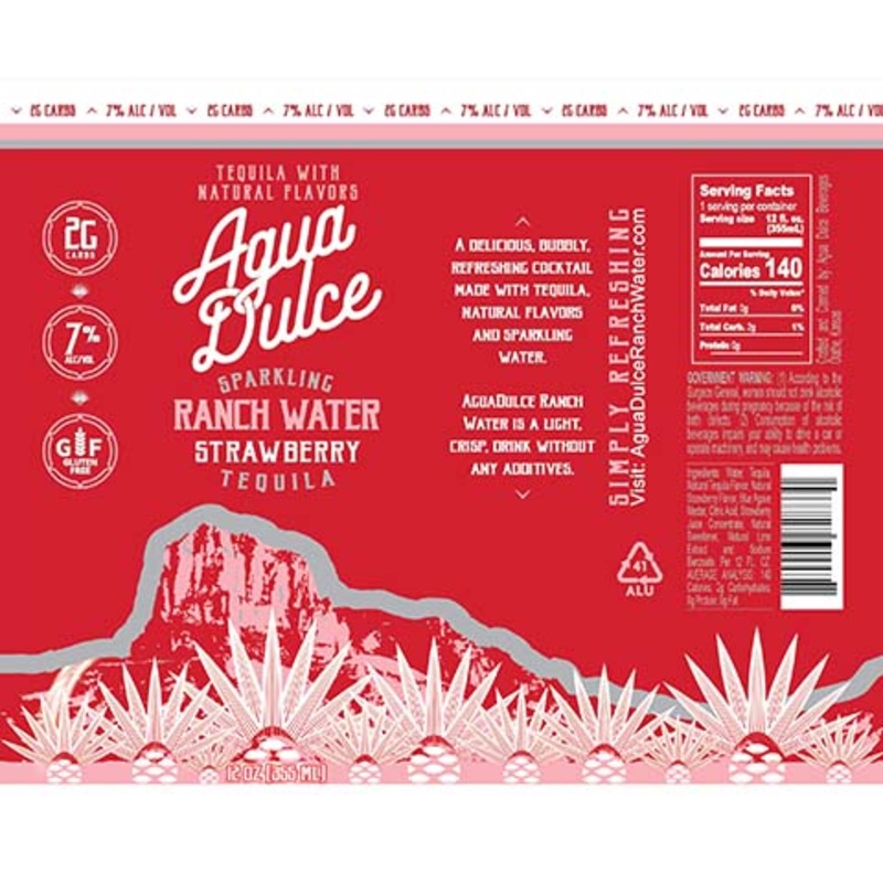 Agua Dulce Sparkling Ranch Water Strawberry Tequila 12OZ SINGLE CAN