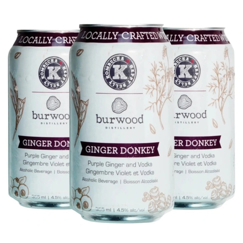 BURWOOD GINGER DONKEY KOMBUCHA 355ML 4PK CAN @ MacTaggart Ridge [1013421] 1420 ml