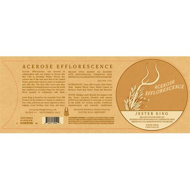 Jester King Acerose Efflorescence Blonde Ale 750ML BTL