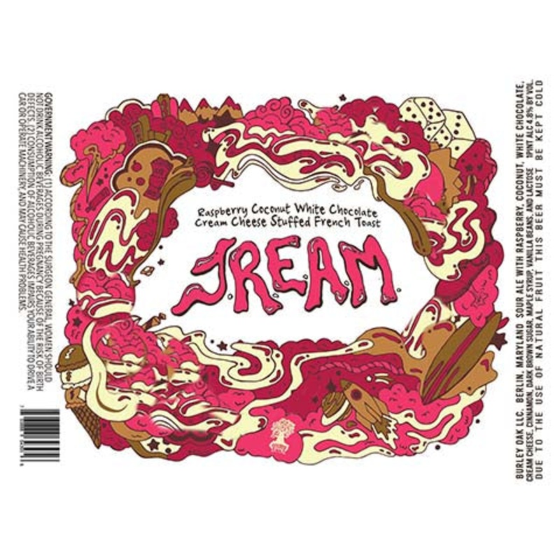 Burley Oak Raspberry Coconut White Chocolate Cream Cheese Stuffed French Toast JREAM Sour Ale 16OZ SINGLE CAN
