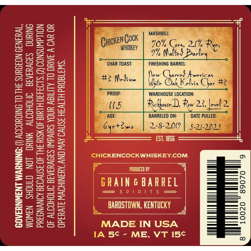 Chicken Cock Reserve Cask Kentucky Straight Bourbon Aged 6 Years