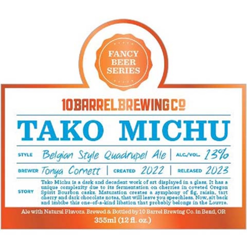 10 Barrel Tako Michu Belgian Quadrupel 12OZ SINGLE BTL