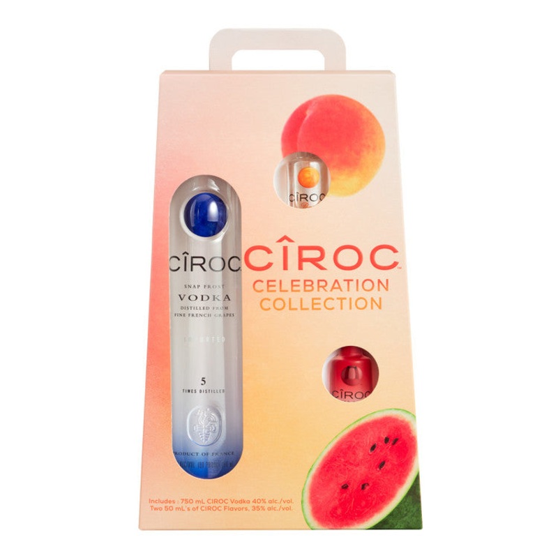 CIROC VODKA SNAP FROST 80 W/ 1 EACH 50ML PEACH 70 & SUMMER WATERMELON 70 750ML 750ML