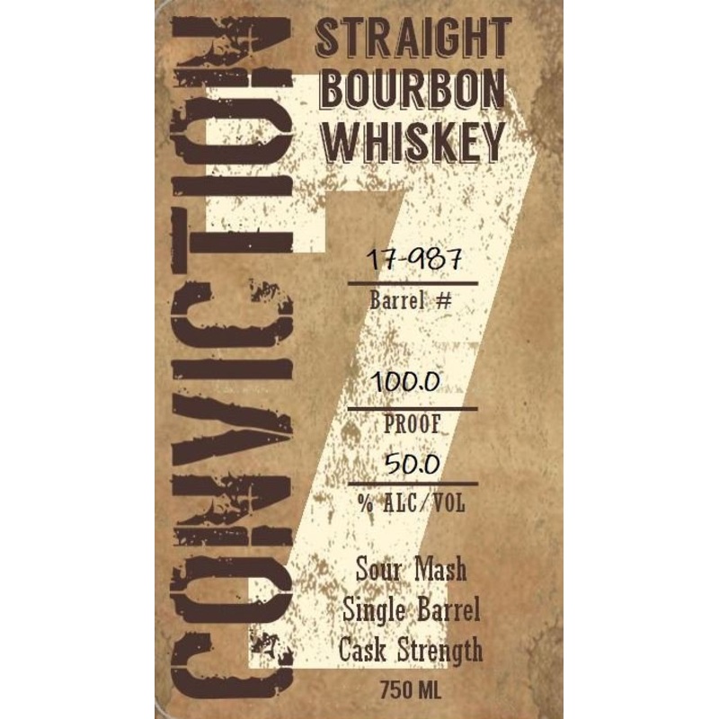 Conviction 7 Year Straight Bourbon Whiskey Single Barrel, Cask Strength