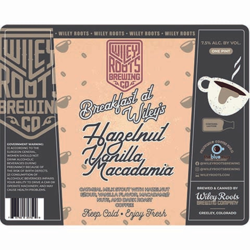 Wiley Roots Breakfast at Wiley's Hazelnut Vanilla Macadamia Milk Stout 16OZ SINGLE CAN