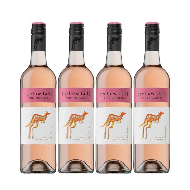 Buy 3+1 Promo: Yellow Tail Pink Moscato 750ml (Naked Only - No Box, Total 4 Bottles)