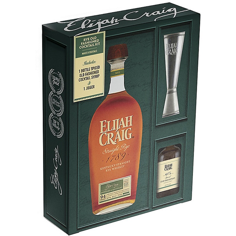 ELIJAH CRAIG STRAIGHT RYE 94 W/ JIGGER & SYRUP 750ML 750ML